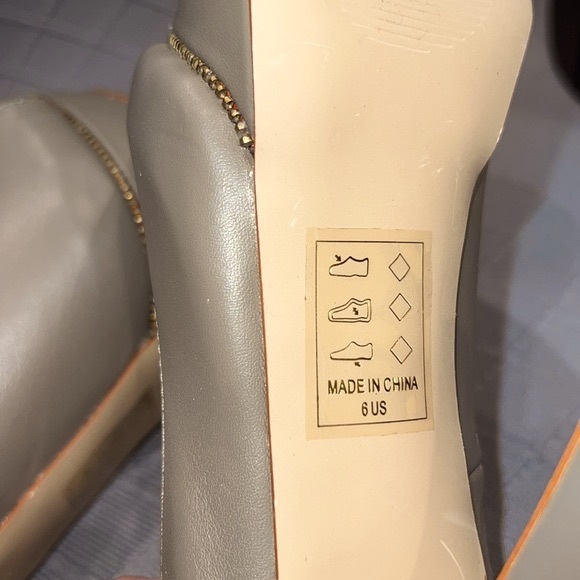 Peep Toe Pumps Platform High Heels Women’s Size 6 Warm Grey Beau & Ashe - Picture 8 of 10